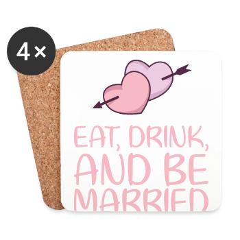 Manger boire et épouser son mariage Conception pour - Dessous de verre (lot de 4) - blanc - Devant