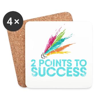 2 points to success for badminton players or - Coasters (set of 4) - white - Front