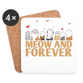 Meow et Forever Marriage Design pour la mariée et - Dessous de verre (lot de 4) - blanc - Devant
