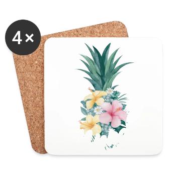 Aloha-ananas-blumen-entwurf Für Strandliebhaber - Untersetzer (4er-Set) - Weiß - Vorne
