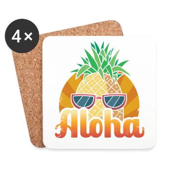 Aloha pineapple sunset design For - Coasters (set of 4) - white - Front