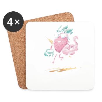 Aloha, Pineapple, And, Flamingo, Design, For, Beach - Coasters (set of 4) - white - Front