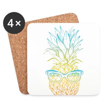 Pineapple Sunglasses Design For Beach Lovers - Coasters (set of 4) - white - Front