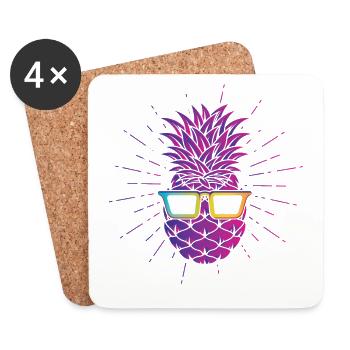 Pineapple Sunglasses Design For Beach Lovers - Coasters (set of 4) - white - Front