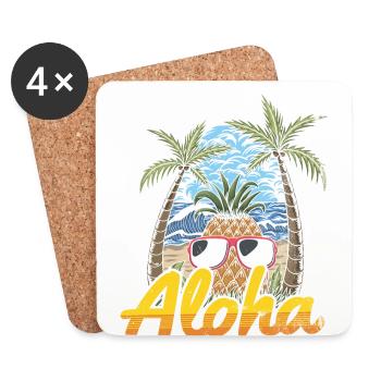 Aloha Pineapple And Pine Tree Design For The Beach - Coasters (set of 4) - white - Front
