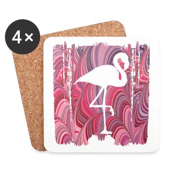vogel e 117 flamingo - Untersetzer (4er-Set) - Weiß - Vorne