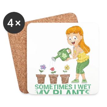 Manchmal Befeuchte Ich Mein Pflanzendesign Für - Untersetzer (4er-Set) - Weiß - Vorne