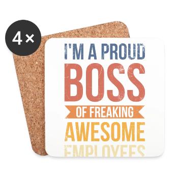 I'm a proud boss of damn great - Coasters (set of 4) - white - Front