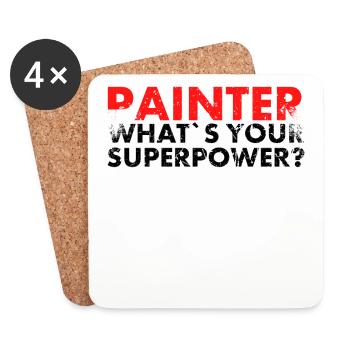 Painter What is your superpower design for Painter? - Coasters (set of 4) - white - Front