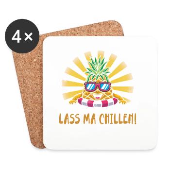 Lass ma Chillen, Ananas - Untersetzer (4er-Set) - Weiß - Vorne