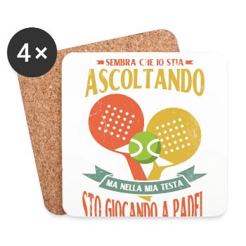 Padel tennis - Dessous de verre (lot de 4) - blanc - Devant