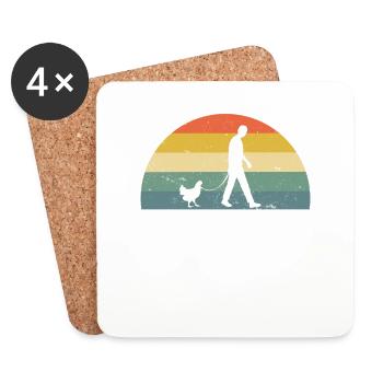 Alle verrückt hier, komm Huhn wir gehen. Hühner - Untersetzer (4er-Set) - Weiß - Vorne