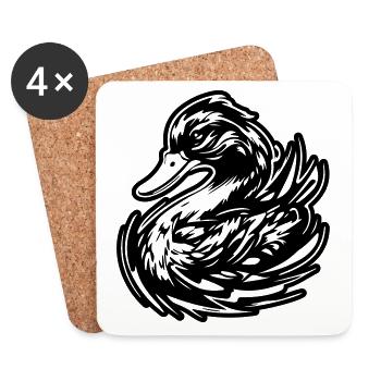 Animal canard - Dessous de verre (lot de 4) - blanc - Devant
