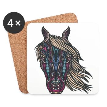 Tribal Pferd design für Reiterinnen, - Untersetzer (4er-Set) - Weiß - Vorne