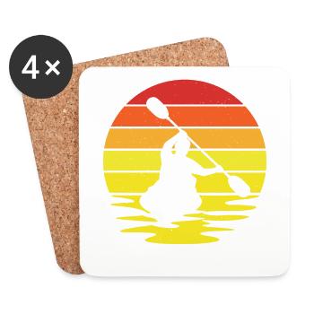 Wildwasserpaddler auf dem Fluss im Sonnenuntergang - Untersetzer (4er-Set) - Weiß - Vorne