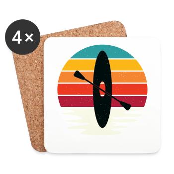 Retro Sunset Kayaki Design - Untersetzer (4er-Set) - Weiß - Vorne