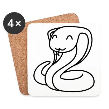 Snake Cobra Comic Animal - Coasters (set of 4) - white - Front