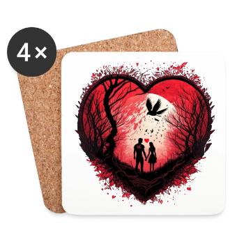 Saint-Valentin | Mystic Valetine’s-Heart - Dessous de verre (lot de 4) - blanc - Devant