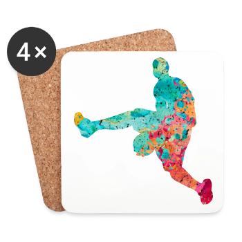 Basketballspieler - PopArt - Untersetzer (4er-Set) - Weiß - Vorne