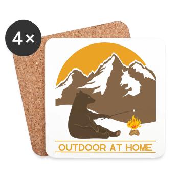 OUTDOOR Bär - Camping - Berge - Wandern - Untersetzer (4er-Set) - Weiß - Vorne