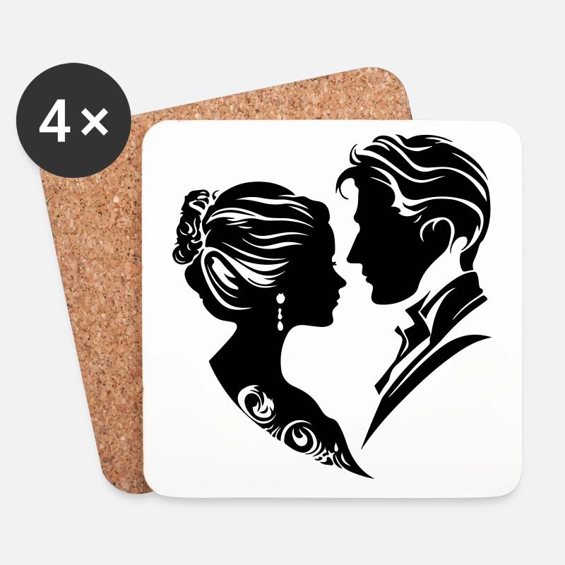 Ehepaar Hochzeit Silhouette - Untersetzer (4er-Set) - Weiß
