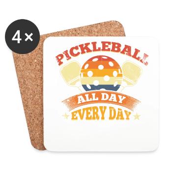 Das Leben Ist Erstaunlich, Pickleball Macht Es - Untersetzer (4er-Set) - Weiß - Vorne