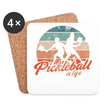 Das Leben Ist Erstaunlich, Pickleball Macht Es - Untersetzer (4er-Set) - Weiß - Vorne