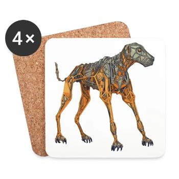 Doberman Cyborg Dog à Orange - Dessous de verre (lot de 4) - blanc - Devant