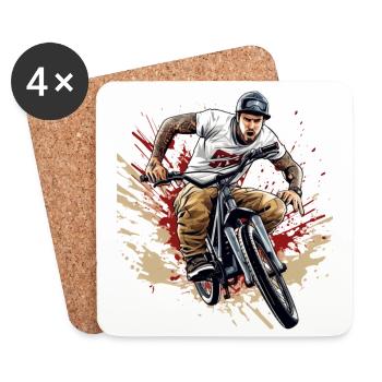 BMX Fahrer mit Tattoos - Untersetzer (4er-Set) - Weiß - Vorne
