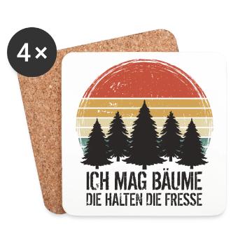 Ich mag Bäume Die halten die Fresse - Untersetzer (4er-Set) - Weiß - Vorne
