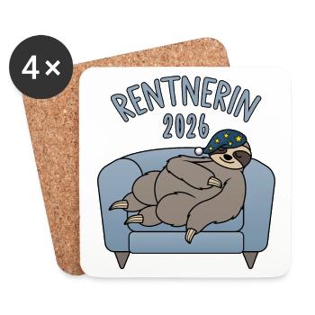 Rentnerin 2026 - Faultier Couch - Untersetzer (4er-Set) - Weiß - Vorne