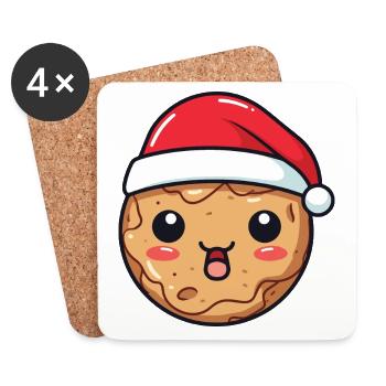 Bande dessinée de Noël biscuit - Dessous de verre (lot de 4) - blanc - Devant