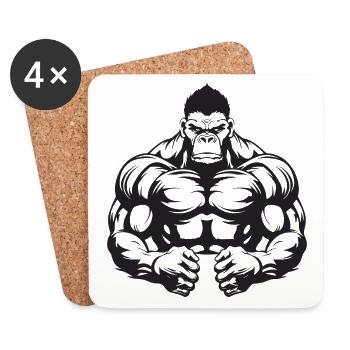 Gorille Bodybuilding Gym Beast - Dessous de verre (lot de 4) - blanc - Devant
