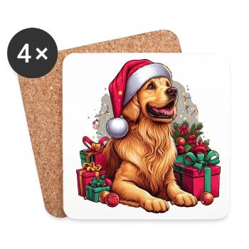 Golden Retriever The Santa Claus - Coasters (set of 4) - white - Front