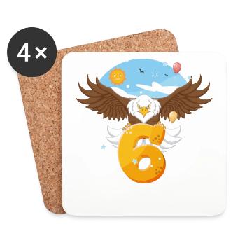 Bald eagle design for sixth birthday - Coasters (set of 4) - white - Front