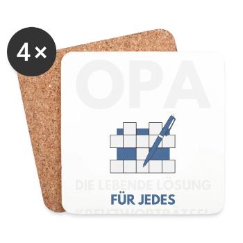 Kreuzworträtsel Design für Opa - Untersetzer (4er-Set) - Weiß - Vorne