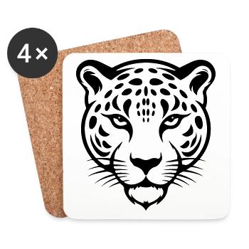 Tête de guépard - Dessous de verre (lot de 4) - blanc - Devant