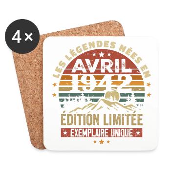 Les Légendes Sont Nées En Avril 1942 Cadeau 1942 - Dessous de verre (lot de 4) - blanc - Devant