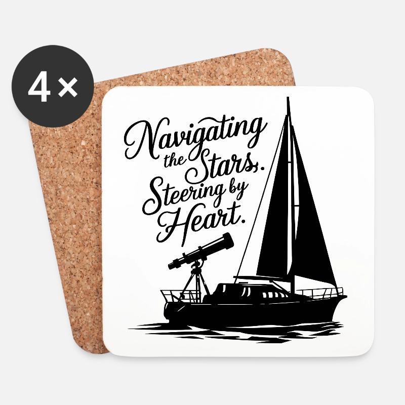 Segeln Segelboot Sterne Teleskop - Untersetzer (4er-Set) - Weiß