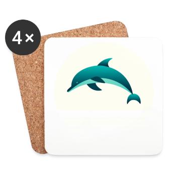 Delfin im Sprung - Untersetzer (4er-Set) - Weiß - Vorne