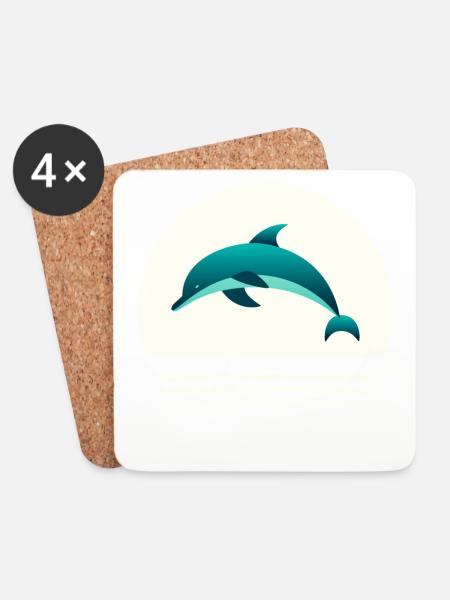 Delfin im Sprung - Untersetzer (4er-Set) - Weiß