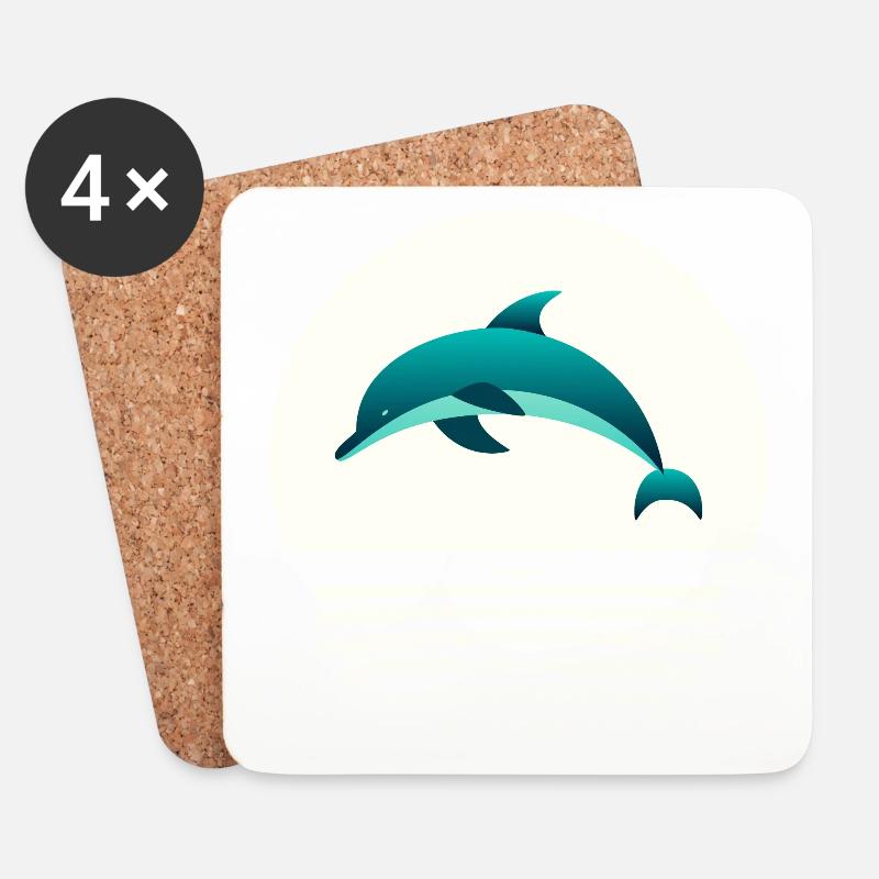Delfin im Sprung - Untersetzer (4er-Set) - Weiß