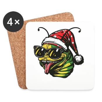 Worm Christmas Funny - Coasters (set of 4) - white - Front