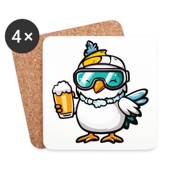 Pigeon Bird Après Ski Beer Comic - Coasters (set of 4) - white - Front