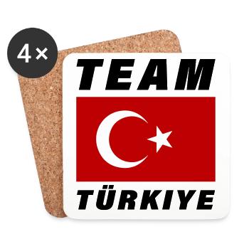 Équipe Turquie Drapeau Türkiye - Dessous de verre (lot de 4) - blanc - Devant