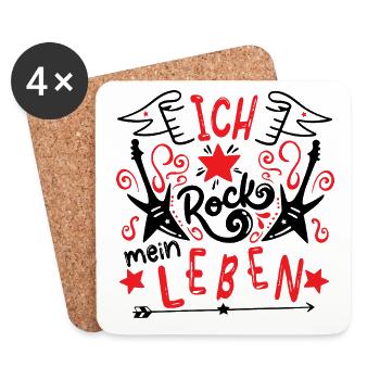 Ich rock mein Leben - Gitarre - Musik - Mut machen - Untersetzer (4er-Set) - Weiß - Vorne