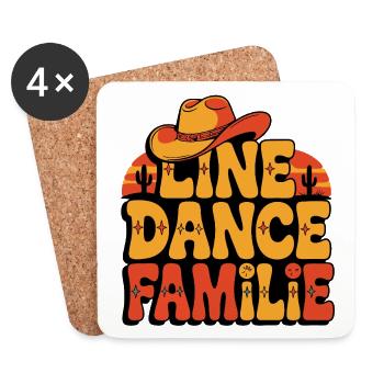 Line Dance Familie. Die ganze Familie tanzt - Untersetzer (4er-Set) - Weiß - Vorne