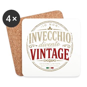 Ich werde nicht alt, ich werde Vintage - Untersetzer (4er-Set) - Weiß - Vorne
