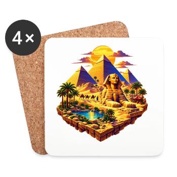 Gizeh Oase – Sphinx & Pyramiden - Untersetzer (4er-Set) - Weiß - Vorne