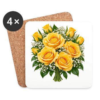Golden Rose Bouquet Glow - Untersetzer (4er-Set) - Weiß - Vorne
